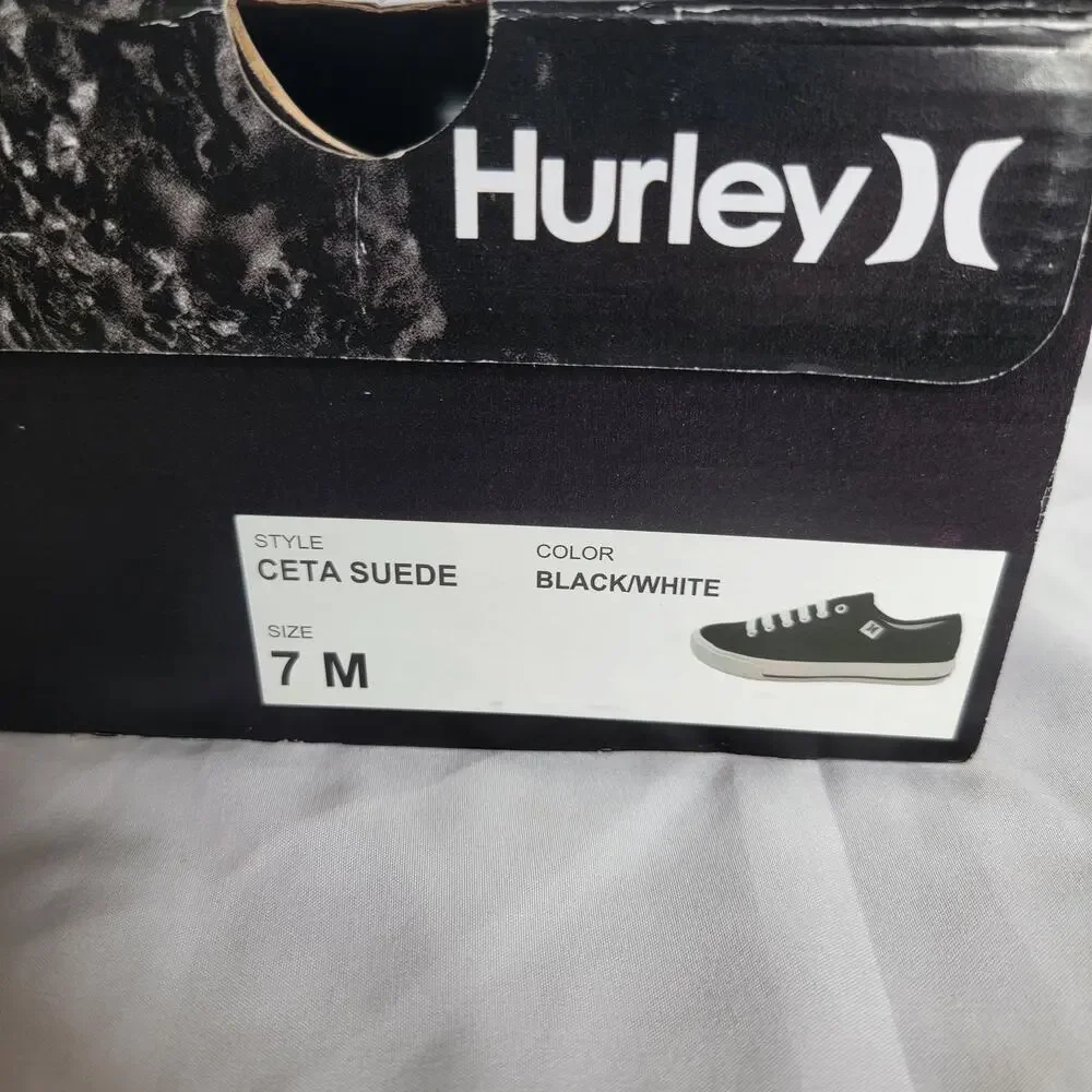 Hurley Black White Classic Low Top Ceta Suede Lace Up Lifestyle Sneakers Size 7